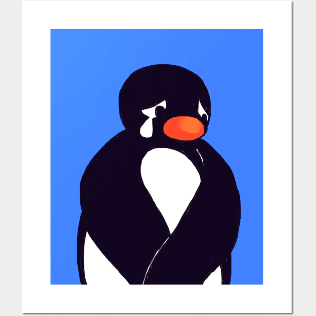 sad noot penguin meme / pingu Wall Art by mudwizard